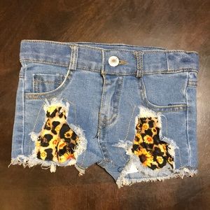 Cheetah and sunflower denim shorts